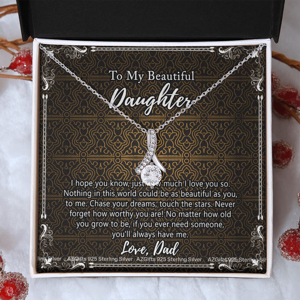 Daughter Gift From Dad Father To My Daughter Necklace for Daughter Jewelry Necklace Meaningful Jewelry Personalized Jewelry Gifts For Women Girls Her Alluring Beauty Necklace