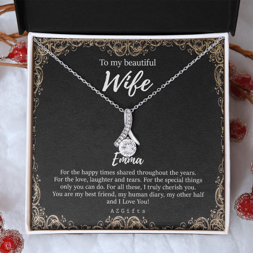 To My Wife Necklace from Husband, Personalized Necklace for Women, Luxury Necklace for Wife from Man Men, Wedding Anniversary Present For Wife, Beautiful Wife Jewelry Christmas Birthday Gifts For Wife9 Alluring Beauty Necklace