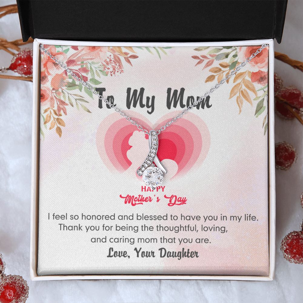 To My Mom Necklace Pendant Gift From Daughter And Happy Mother's Day Gift For Mom Birthday, Anniversary Thank You Alluring Beauty Necklace