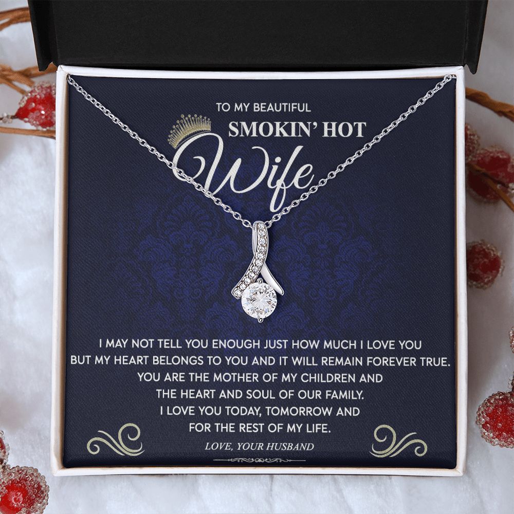 To My Wife Necklace from Husband, Personalized Necklace for Women, Luxury Necklace for Wife from Man Men, Wedding Anniversary Present For Wife, Beautiful Wife Jewelry Christmas Birthday Gift For Wife10 Alluring Beauty Necklace