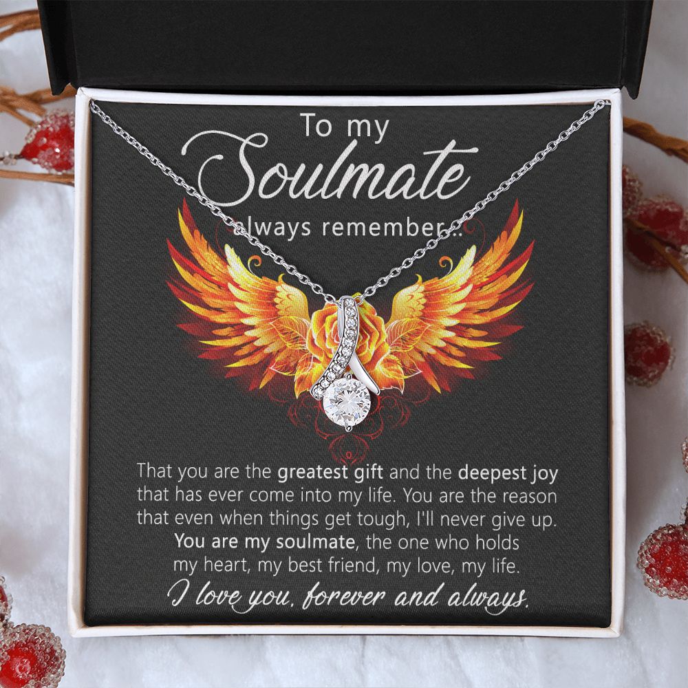 To My Soulmate Necklace for Women Birthday Christmas Jewelry Gifts For My Wife with Message Card Box Personalized Gift Present Pendant for Future Wife Soulmate Girlfriend Love 22 Alluring Beauty Necklace