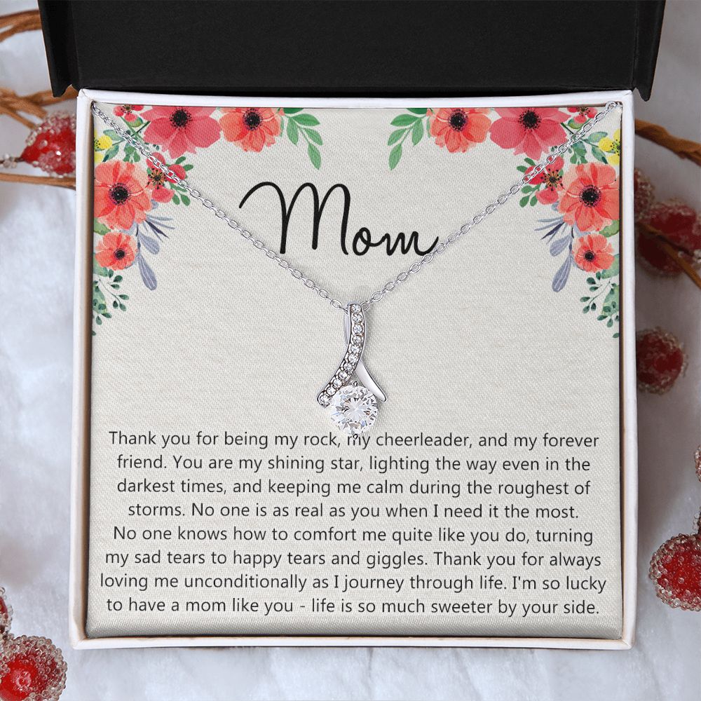 To My Mom Gift Necklace for Mother Daughter Jewelry, Thank You Mom Gift, Gift for Mom from Daughter to Mother Necklace Pendant Jewelry Box for Mom on Mother's Day Birthday Alluring Beauty Necklace
