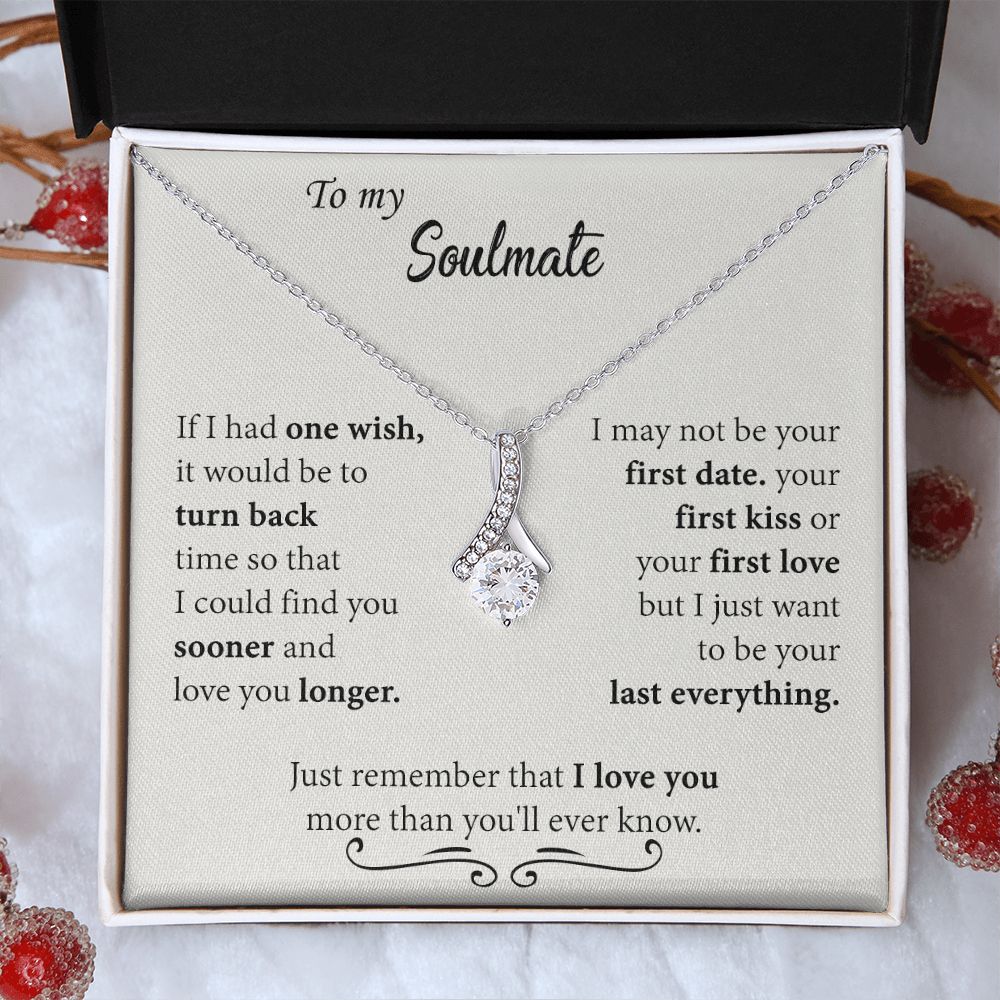 To My Soulmate Necklace for Women Birthday Christmas Jewelry Gifts For My Wife with Message Card Box Personalized Gift Present Pendant for Future Wife Soulmate Girlfriend Love 24 Alluring Beauty Necklace