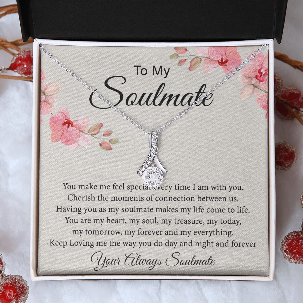 To My Soulmate Necklace for Women Birthday Christmas Jewelry Gifts For My Wife with Message Card Box Personalized Gift Present Pendant for Future Wife Soulmate Girlfriend Love 27 Alluring Beauty Necklace