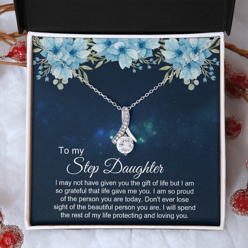 Bonus Daughter Gifts From Stepdad, Step Daughter Gifts From Stepmom, Stepdaughter Gifts From Stepdad, Father Stepdaughter Necklace, To My Bonus Daughter Necklaces, Christmas Gifts For Bonus3 Alluring Beauty Necklace