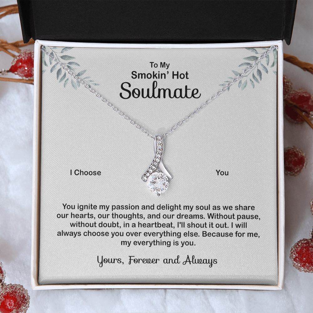 To My Soulmate Necklace for Women Birthday Valentines Day Jewelry Gifts For My Wife with Message Card Box Personalized Gift Present Pendant for Future Wife Soulmate Girlfriend Love 4 Alluring Beauty Necklace