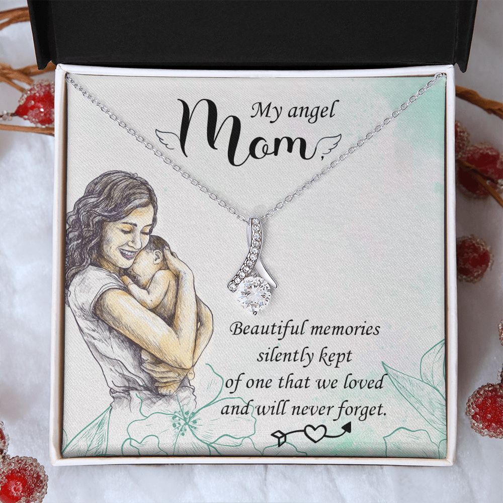 To My Mom Mother My Angel Necklace Pendant Gift From Daughter Beautiful Memories With Message Card Gift For Mom Alluring Beauty Necklace