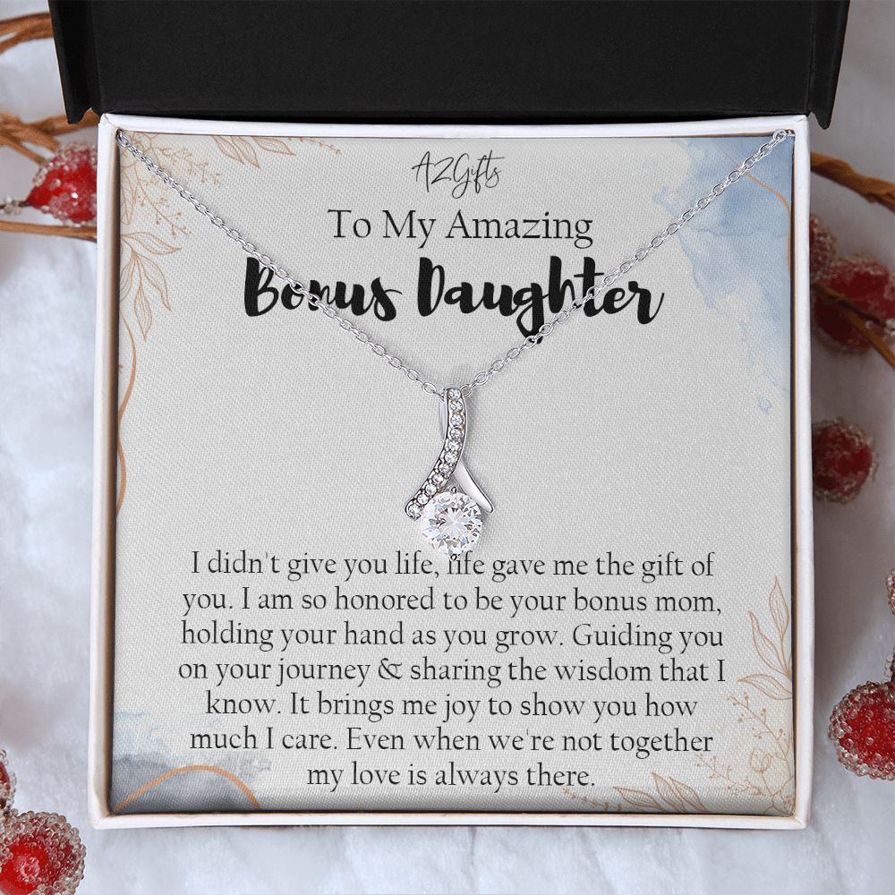 Bonus Daughter Gifts From Stepdad, Step Daughter Gifts From Stepmom, Stepdaughter Gifts From Stepdad, Father Stepdaughter Necklace, To My Bonus Daughter Necklaces, Christmas Gifts For Bonus1 Alluring Beauty Necklace