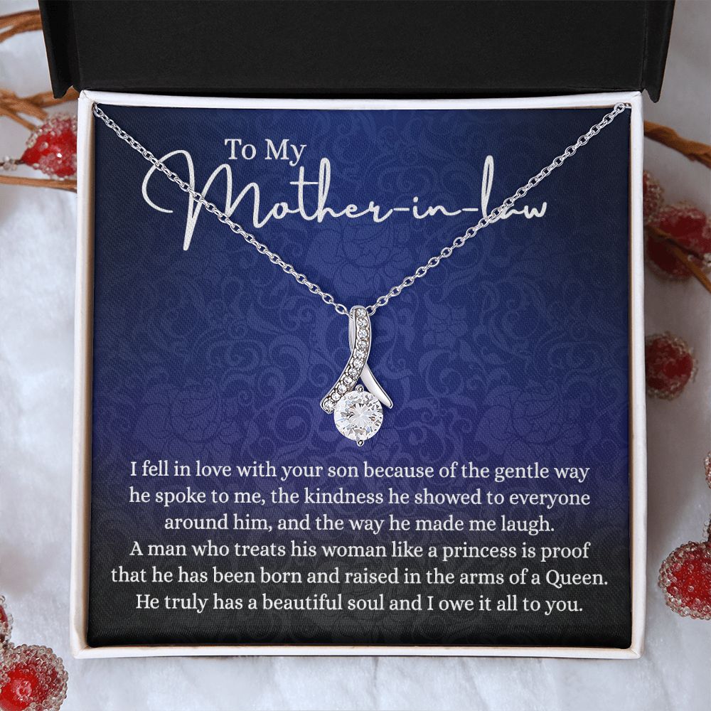 To My Mother in Law Necklace, Mother in Law Jewelry Box, Gift Card, Necklace for Mother in Law Jewelry Gift to My Mother-in-law on Wedding Day Mother's day gift for Mother in Law Alluring Beauty Necklace