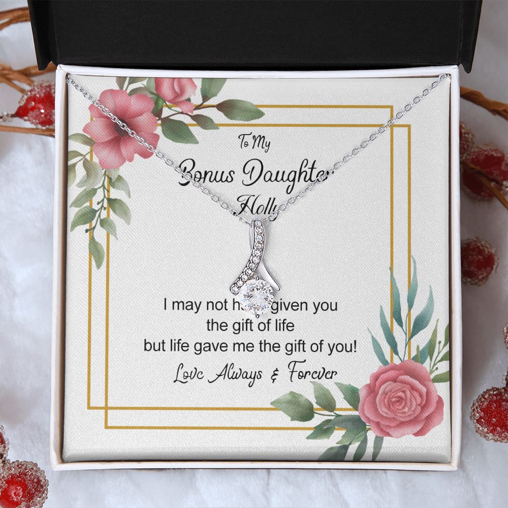 Bonus Daughter Gifts From Stepdad, Step Daughter Gifts From Stepmom, Stepdaughter Gifts From Stepdad, Father Stepdaughter Necklace, To My Bonus Daughter Necklaces, Christmas Gifts For Bonus6 Alluring Beauty Necklace