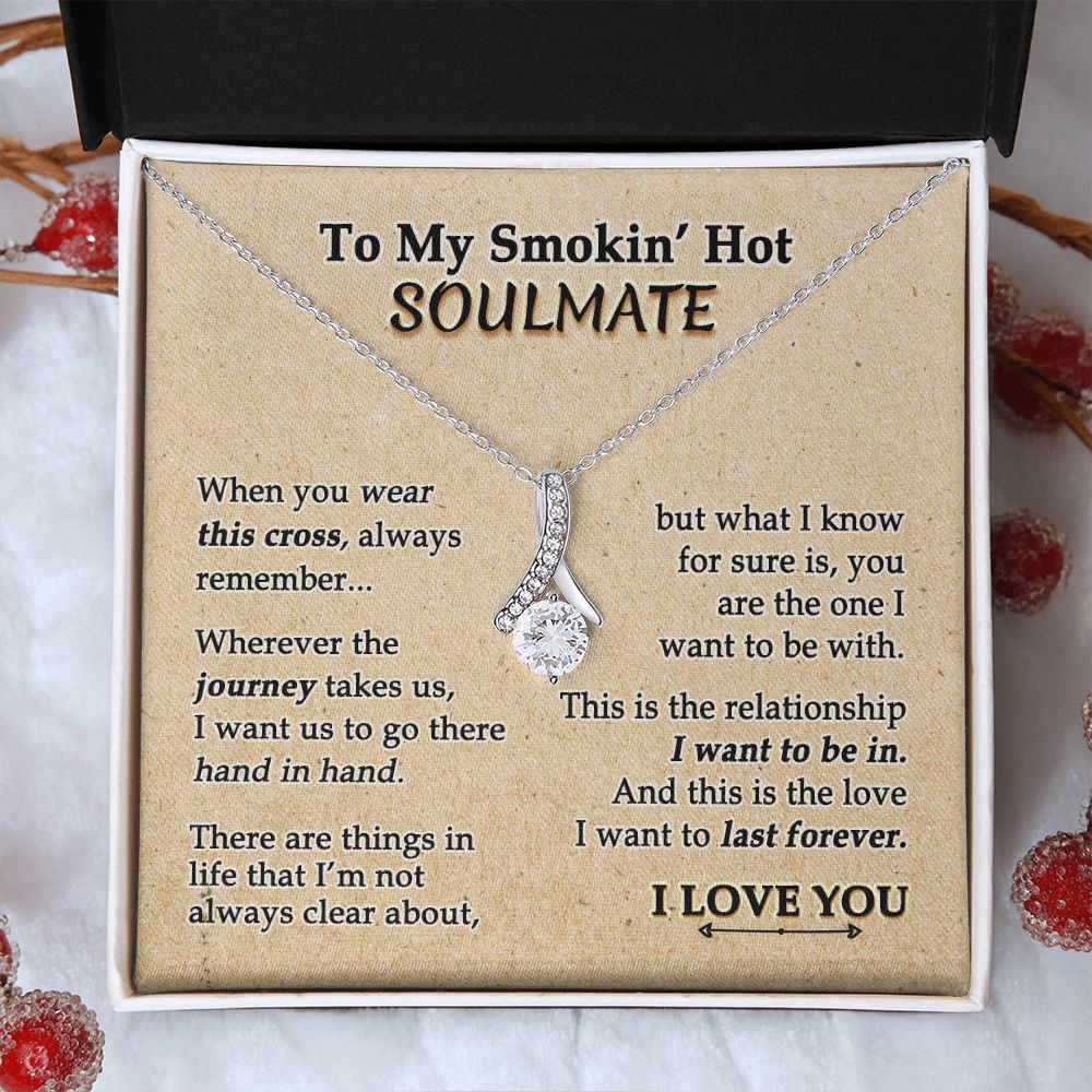 To My Soulmate Necklace for Women Birthday Valentines Day Jewelry Gifts For My Wife with Message Card Box Personalized Gift Present Pendant for Future Wife Soulmate Girlfriend Love 9 Alluring Beauty Necklace