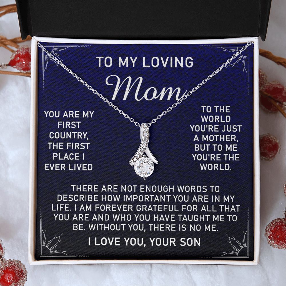 To My Loving Mom Necklace, Gift for Mom from Son, Mother's Day Jewelry Gift, Necklace for Mom Birthday Anniversary Mother's Day Jewelry Gift, To My Mom Necklace from Son Alluring Beauty Necklace