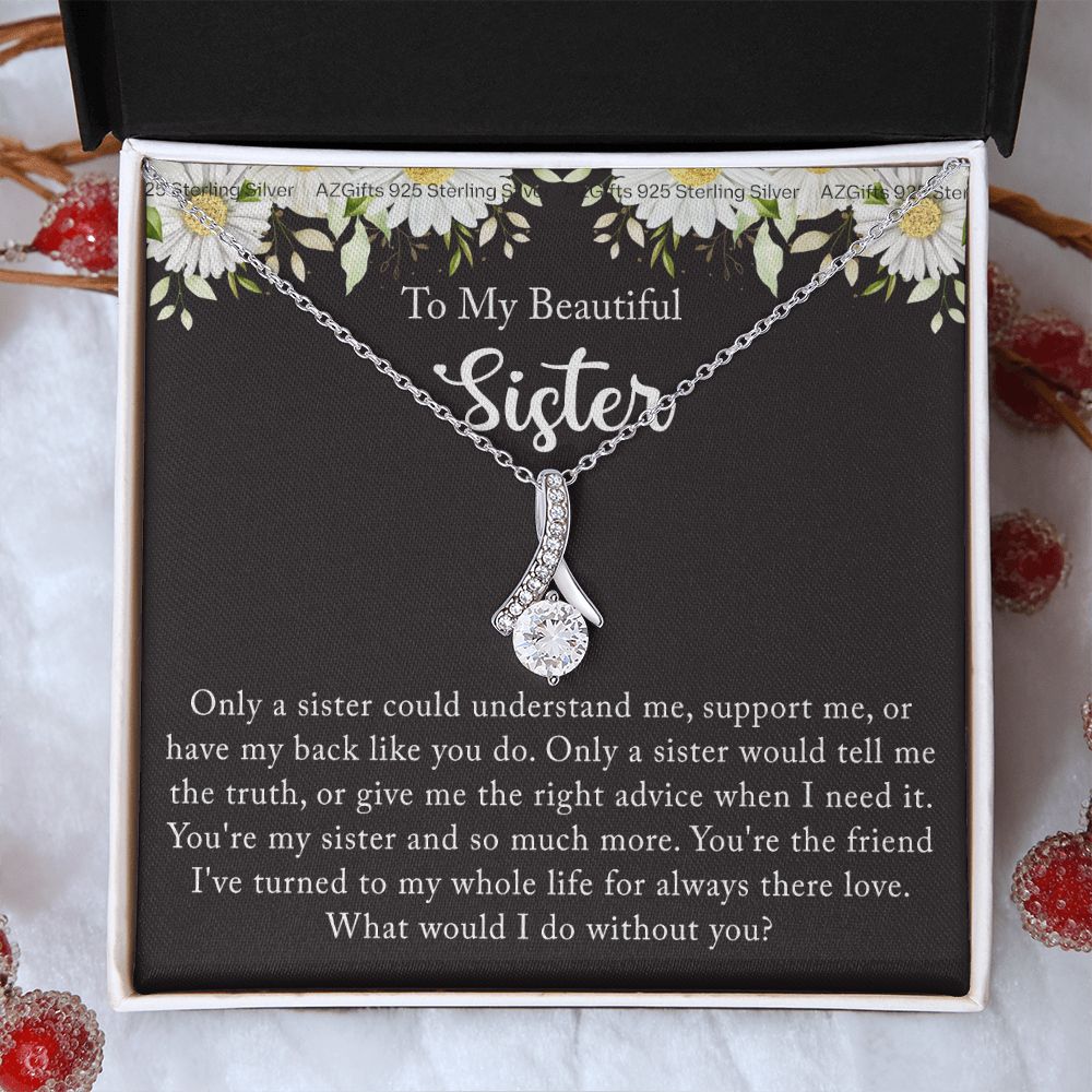 To My Sister Necklace, Sister to Sister, Birthday gift For Sister from Brother 2 Alluring Beauty Necklace