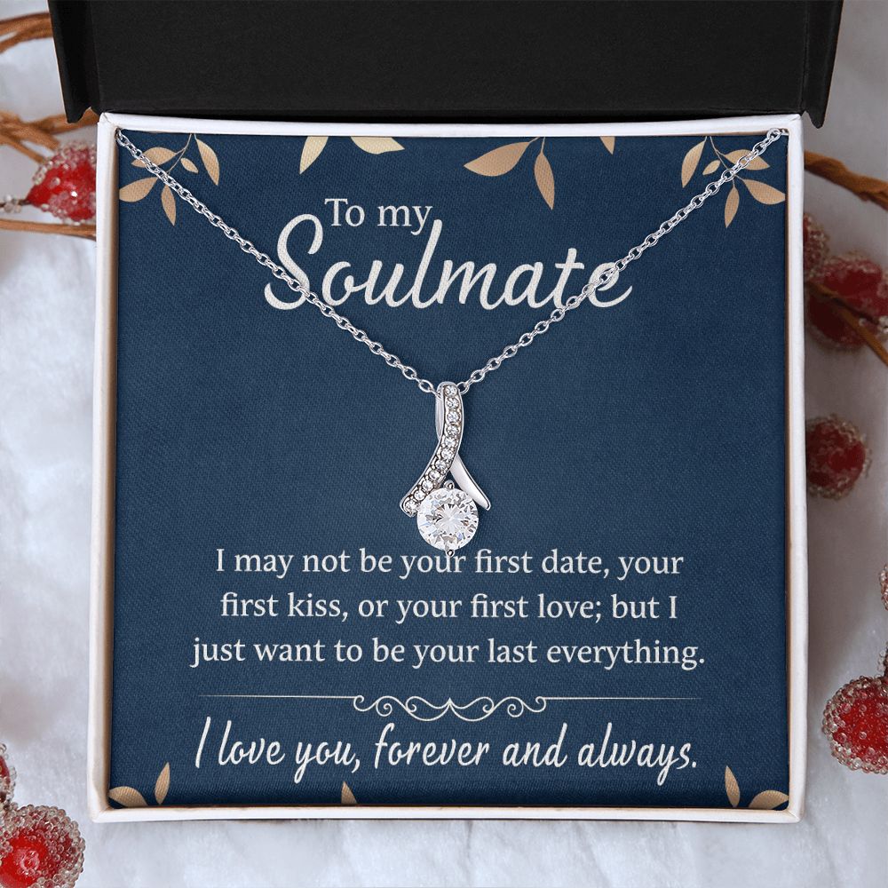 To My Soulmate Necklace for Women Birthday Christmas Jewelry Gifts For My Wife with Message Card Box Personalized Gift Present Pendant for Future Wife Soulmate Girlfriend Love 21 Alluring Beauty Necklace