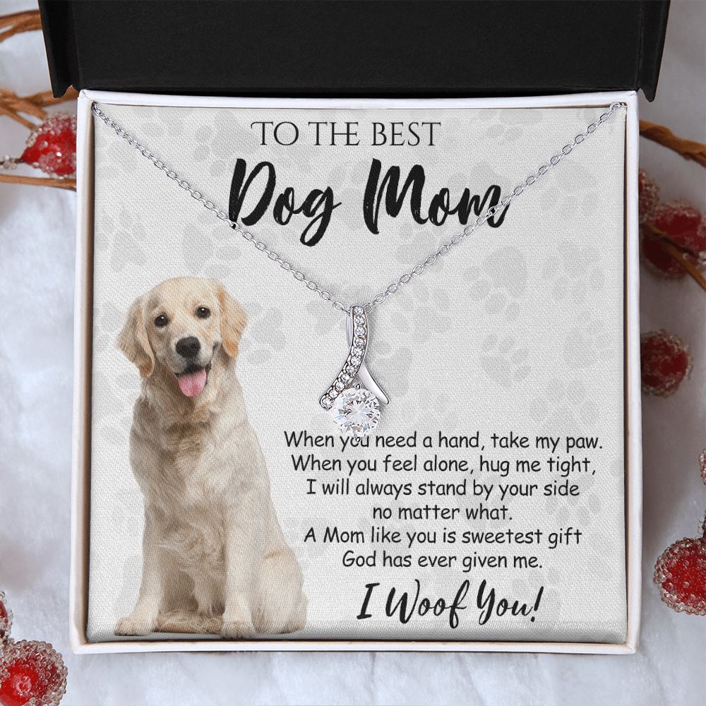 To The Best Golden Retriever Dog Mom Knot Necklace Mother's Day Gift , I Woof You Gift Card, Message Card Jewelry For Dog Lovers, Necklace For Mom Alluring Beauty Necklace