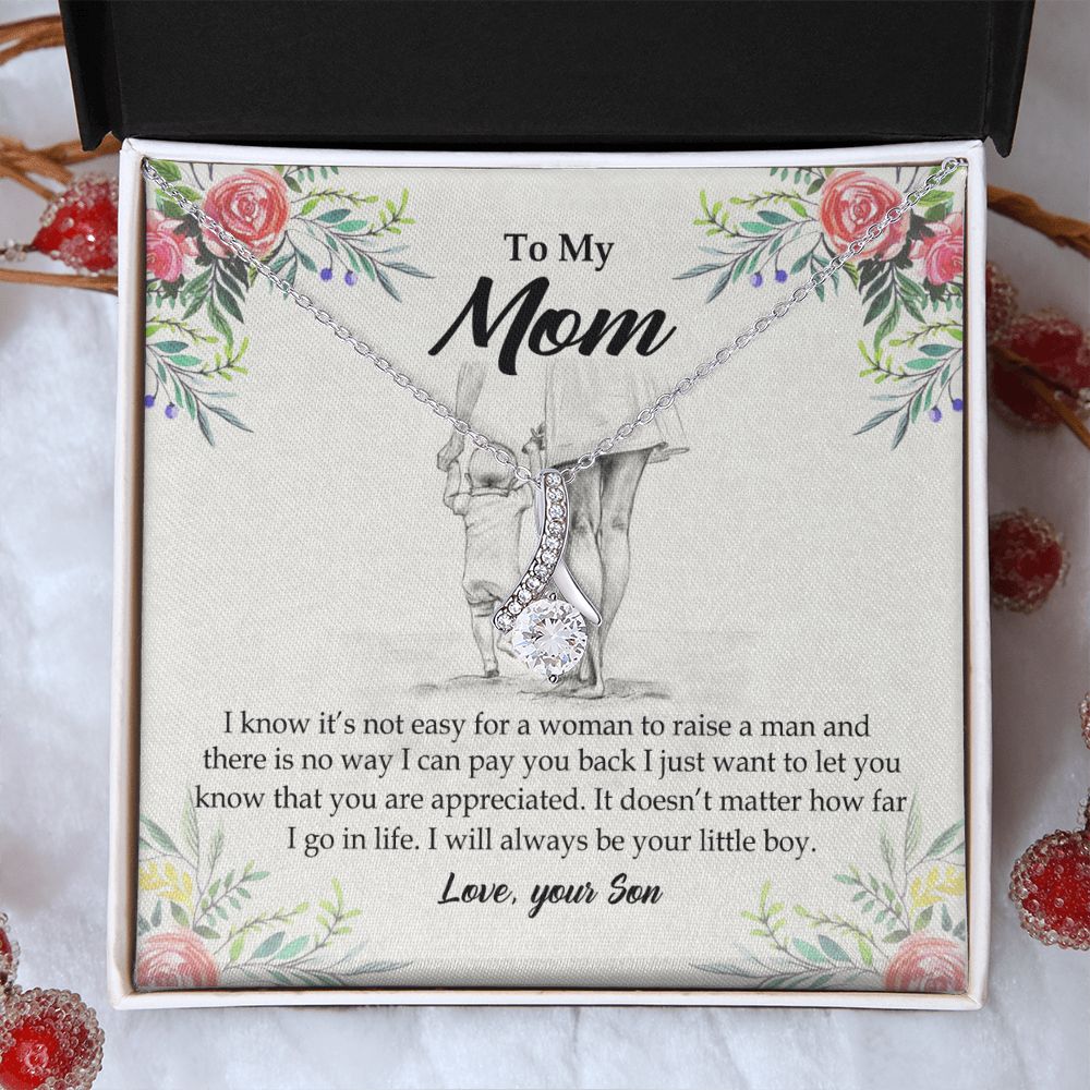 To My Mom Necklace Pendant Gift From Son And Happy Mother's Day Gift For Mom Birthday, Anniversary Your Little Boy Alluring Beauty Necklace