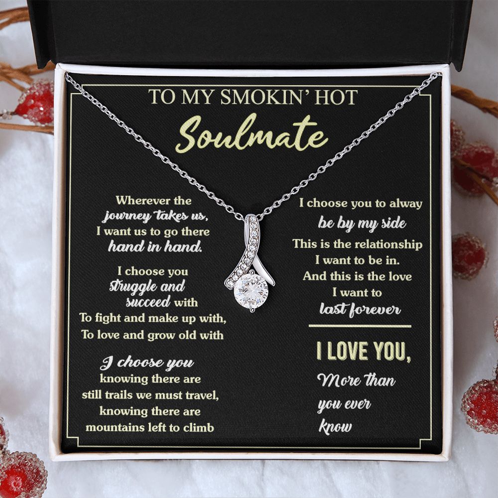 To My Soulmate Necklace for Women Birthday Valentines Day Jewelry Gifts For My Wife with Message Card Box Personalized Gift Present Pendant for Future Wife Soulmate Girlfriend Love 7 Alluring Beauty Necklace
