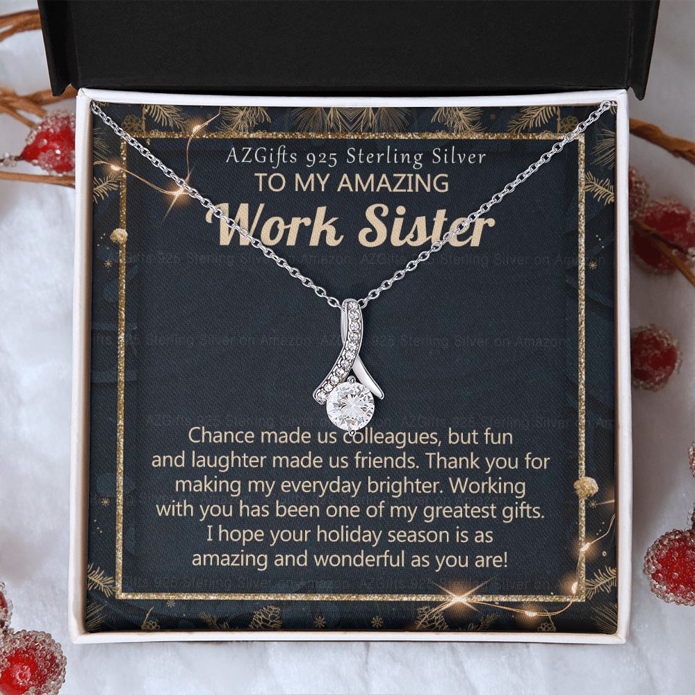 To My Work Sister Necklace Gift for Colleague Christmas Necklace for Work Sister from Co-Worker Christmas Pendant Gift for Colleague Christmas Jewelry Gift for Her Women 301 Alluring Beauty Necklace