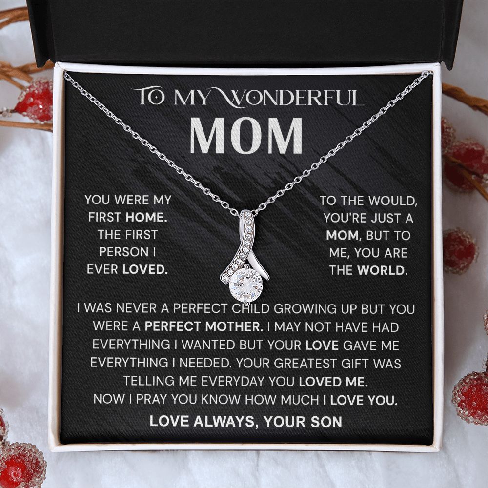 To My Wonderful Mom Necklace, Mom From Son Gift, Gift for Mother's Day From Son, Gift for Mom, Mother Gift from Son Necklace, Son to Mom Gifts, Mom gifts, Mothers Day Gift From Son Alluring Beauty Necklace