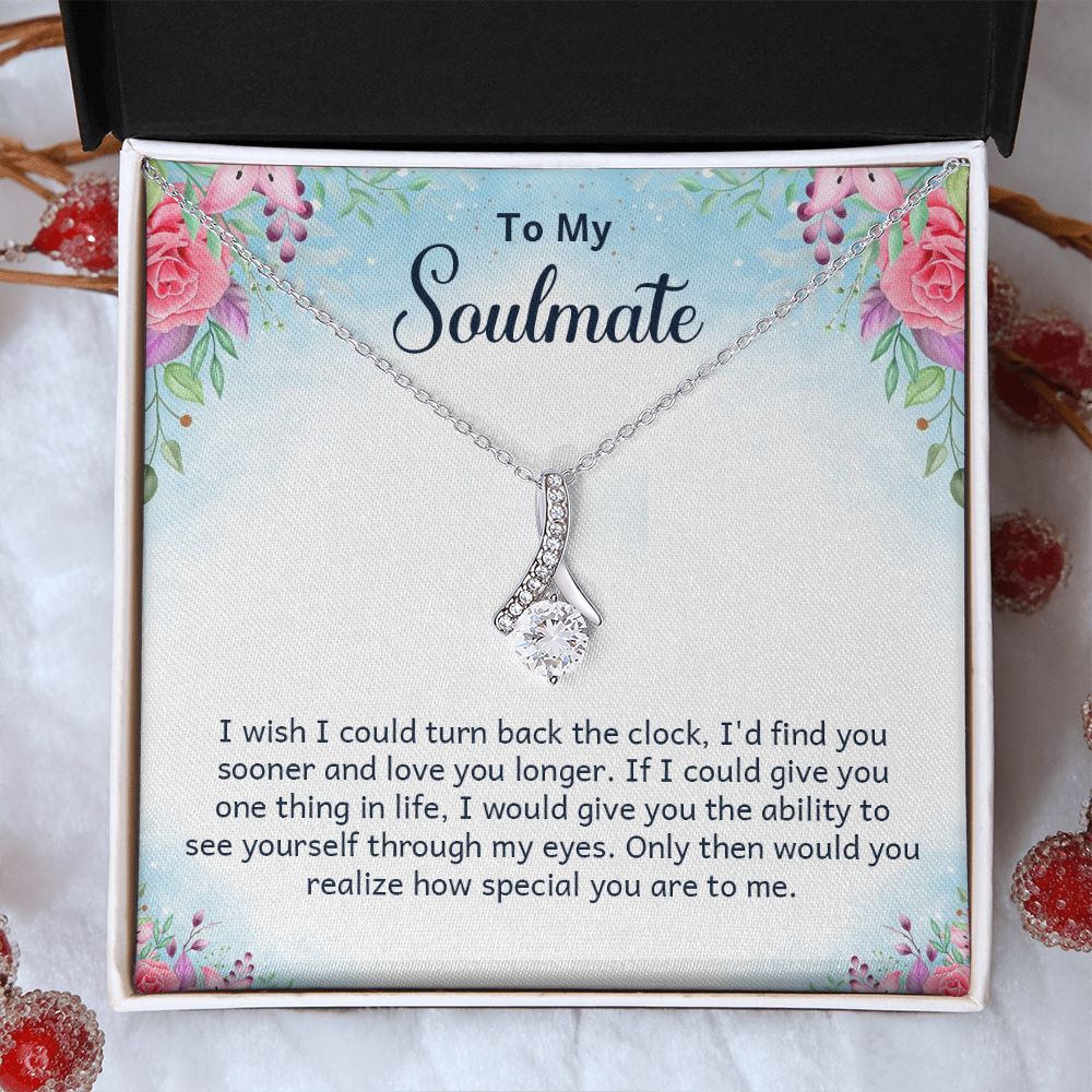 To My Soulmate Necklace for Women Birthday Christmas Jewelry Gifts For My Wife with Message Card Box Personalized Gift Present Pendant for Future Wife Soulmate Girlfriend Love 17 Alluring Beauty Necklace