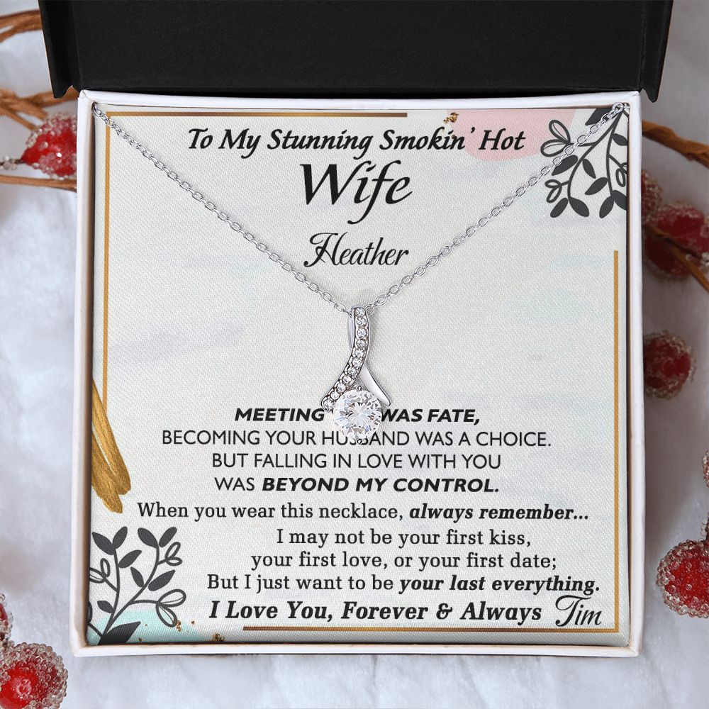 To My Wife Necklace from Husband, Personalized Necklace for Women, Luxury Necklace for Wife from Man Men, Wedding Anniversary Present For Wife, Beautiful Wife Jewelry Christmas Birthday Gift For Wife22 Alluring Beauty Necklace