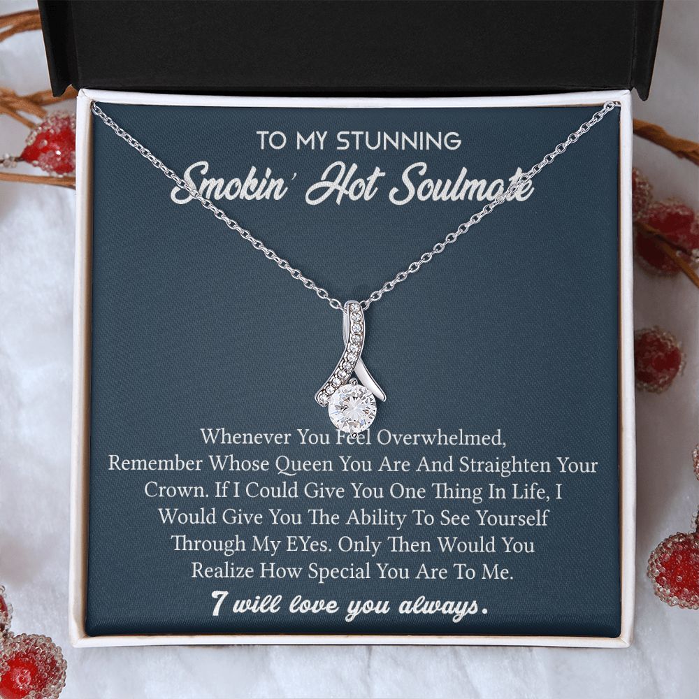 To My Soulmate Necklace for Women Birthday Valentines Day Jewelry Gifts For My Wife with Message Card Box Personalized Gift Present Pendant for Future Wife Soulmate Girlfriend Love 5 Alluring Beauty Necklace