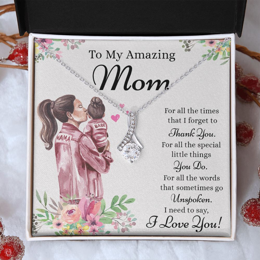 Mom Necklace Gifts for Mom from Daughter to Mom Gifts for Mothers Day from Daughter, To My Mom Necklace from Daughter to Mom Birthday Gifts Necklace with Message Card and Gift Box2240 Alluring Beauty Necklace