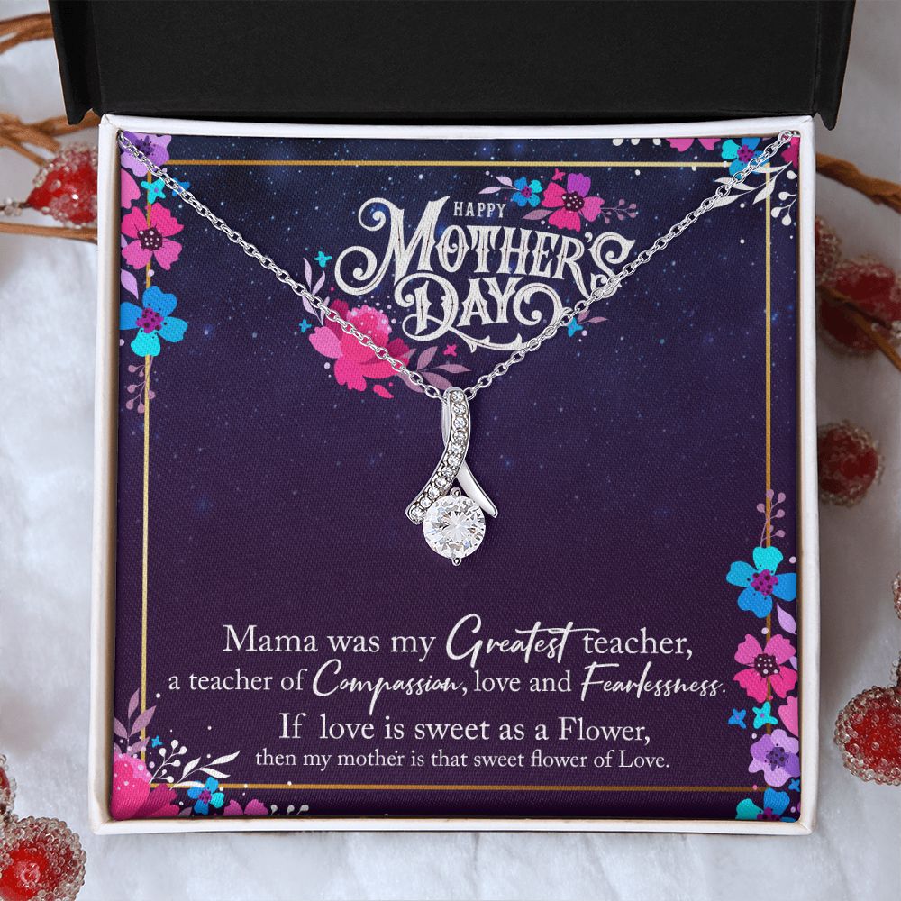 To My Mom Mother Necklace Pendant Gìt From Daughter Or Son Happy Mothers Day Mama Was My Greatest Teacher With Message Card Gift For Mom Alluring Beauty Necklace