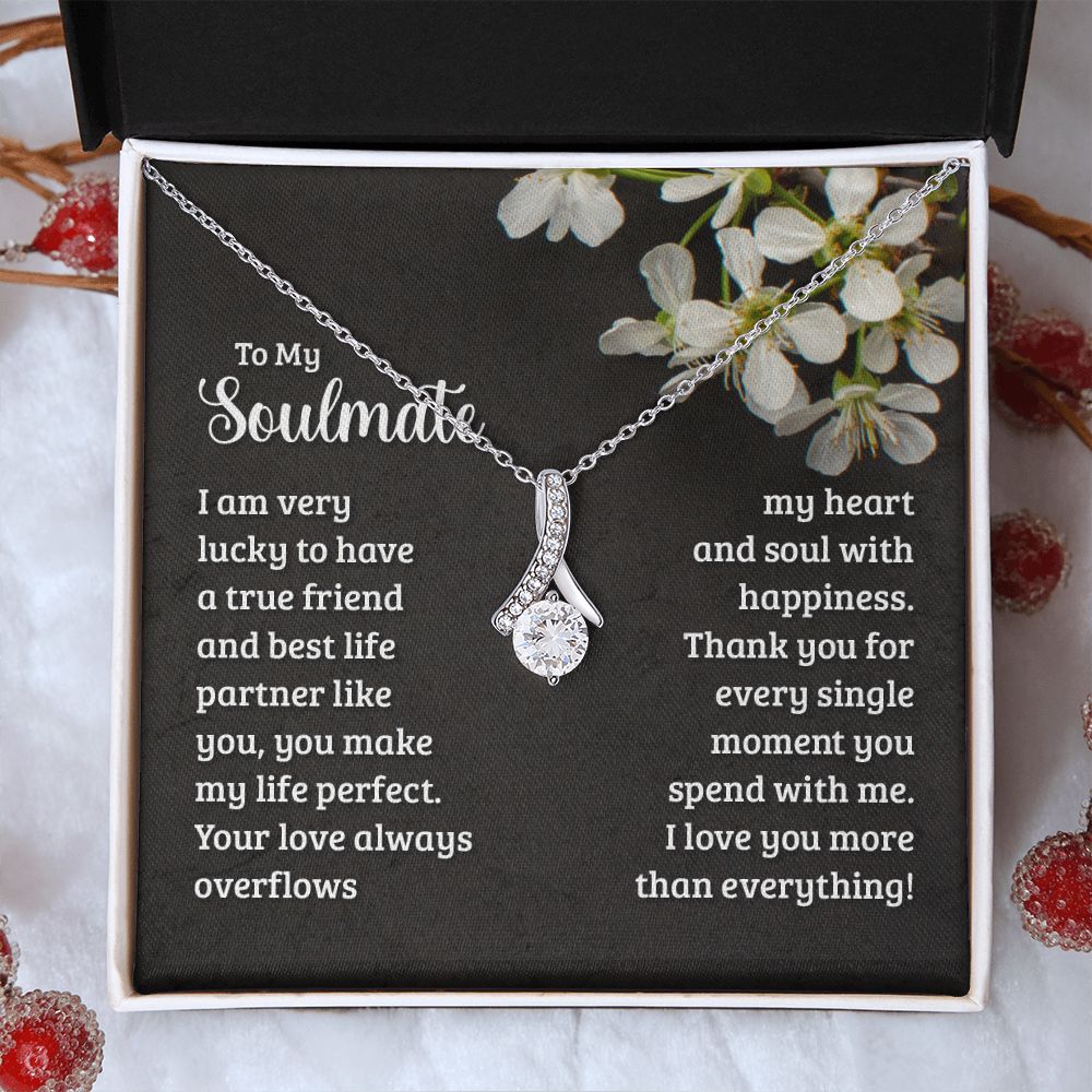 To My Soulmate Necklace for Women Birthday Christmas Jewelry Gifts For My Wife with Message Card Box Personalized Gift Present Pendant for Future Wife Soulmate Girlfriend Love 18 Alluring Beauty Necklace