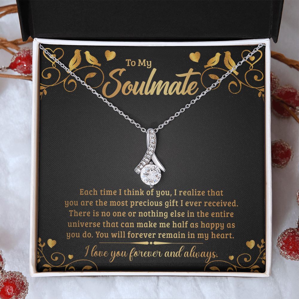 To My Soulmate Necklace for Women Birthday Christmas Jewelry Gifts For My Wife with Message Card Box Personalized Gift Present Pendant for Future Wife Soulmate Girlfriend Love 19 Alluring Beauty Necklace