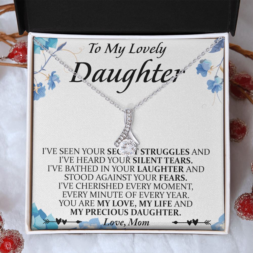 Mother and Daughter Necklace for Girls, To My Daughter Gift Necklace from Mom, Birthday Christmas Gift Graduation Gifts for Daughters, Jewelry Pendant Present for Daughter, Mother Daughter Gift 41 Alluring Beauty Necklace