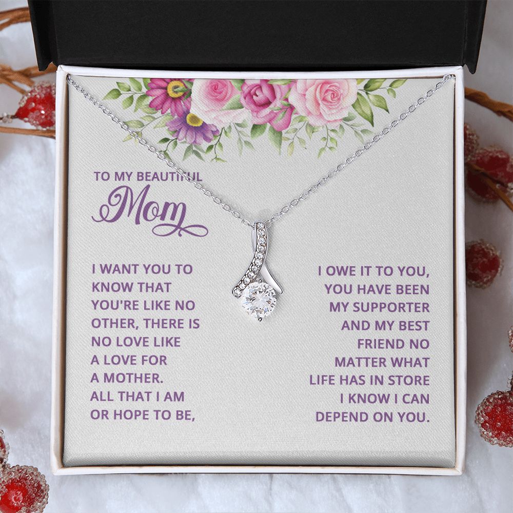 Mom Necklace Gifts for Mom from Daughter to Mom Gifts for Mothers Day from Daughter, To My Mom Necklace from Daughter to Mom Birthday Gifts Necklace with Message Card and Gift Box17 Alluring Beauty Necklace