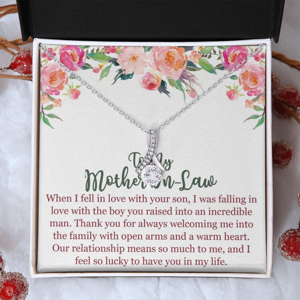 To My Mom In Law Necklace Pendant Gift From Son Happy Mother's Day Gift For Mom Birthday, Anniversary Love With Your Son Alluring Beauty Necklace