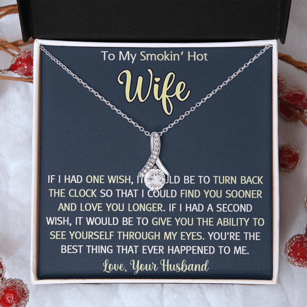 To My Smokin Hot Wife Necklace, Wedding Anniversary Jewelry For Women, Necklace For Wife from Husband, Gifts For Wife Birthday Gifts Necklace, Jewelry With Message Card In A Gift Box3 Alluring Beauty Necklace