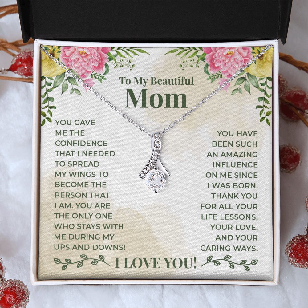 Mom Necklace Gifts for Mom from Daughter to Mom Gifts for Mothers Day from Daughter, To My Mom Necklace from Daughter to Mom Birthday Gifts Necklace with Message Card and Gift Box22 Alluring Beauty Necklace