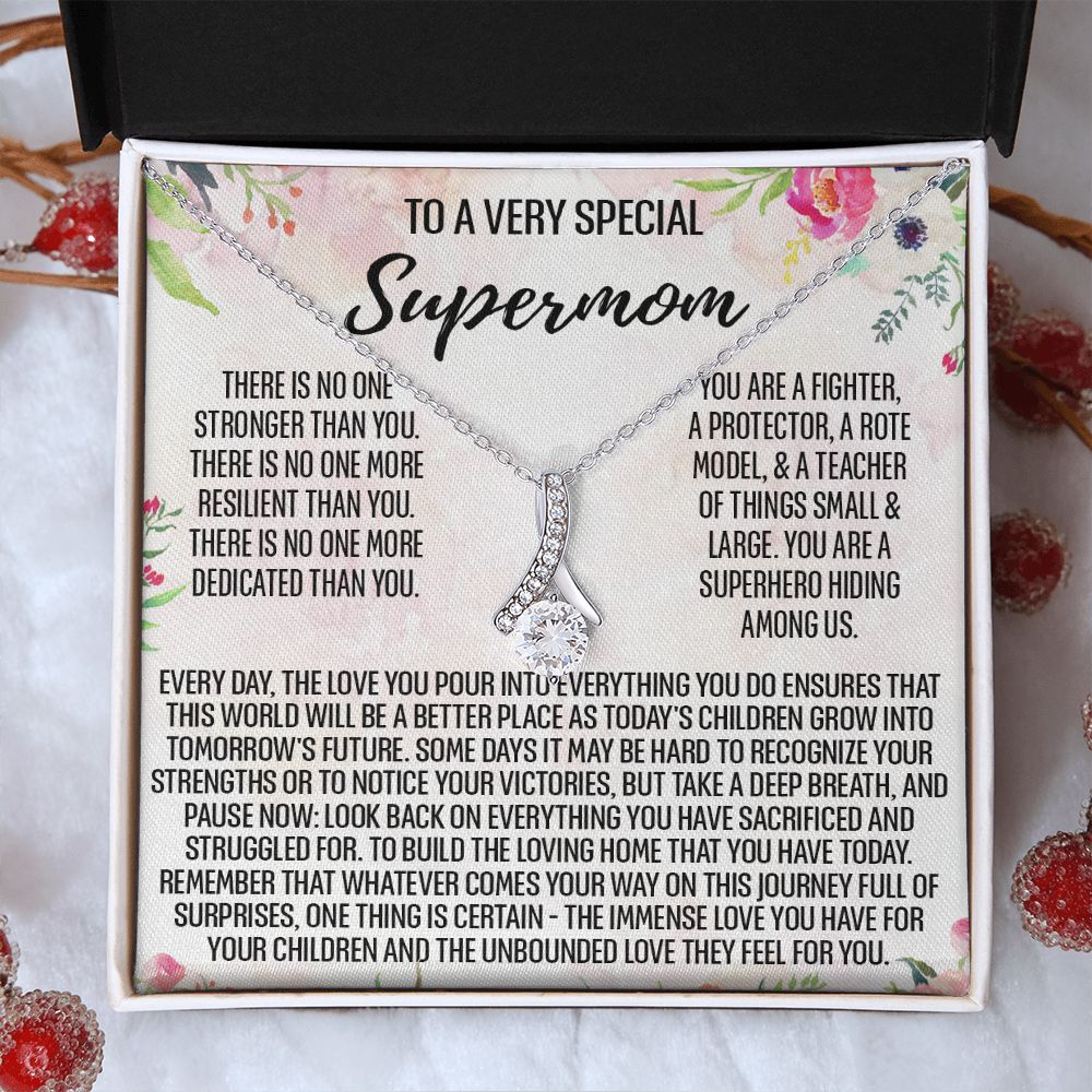 To Supermom Mom Necklace Gift for Single Mother Necklace Holiday, Christmas, Birthday Present for Single Mother, Super Mom, Mother's Day Gift Mom Jewelry for Women 301 Alluring Beauty Necklace
