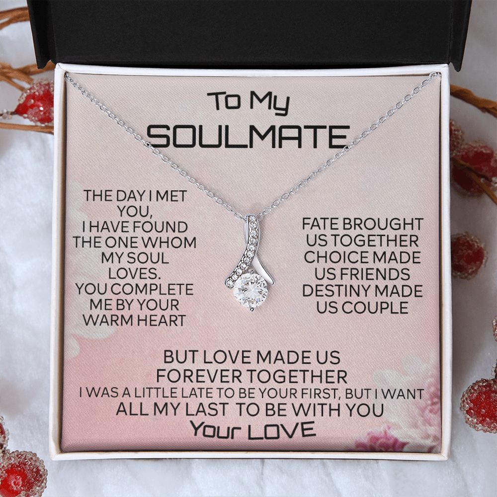 To My Soulmate Necklace for Women Birthday Christmas Jewelry Gifts For My Wife with Message Card Box Personalized Gift Present Pendant for Future Wife Soulmate Girlfriend Love 2 Alluring Beauty Necklace