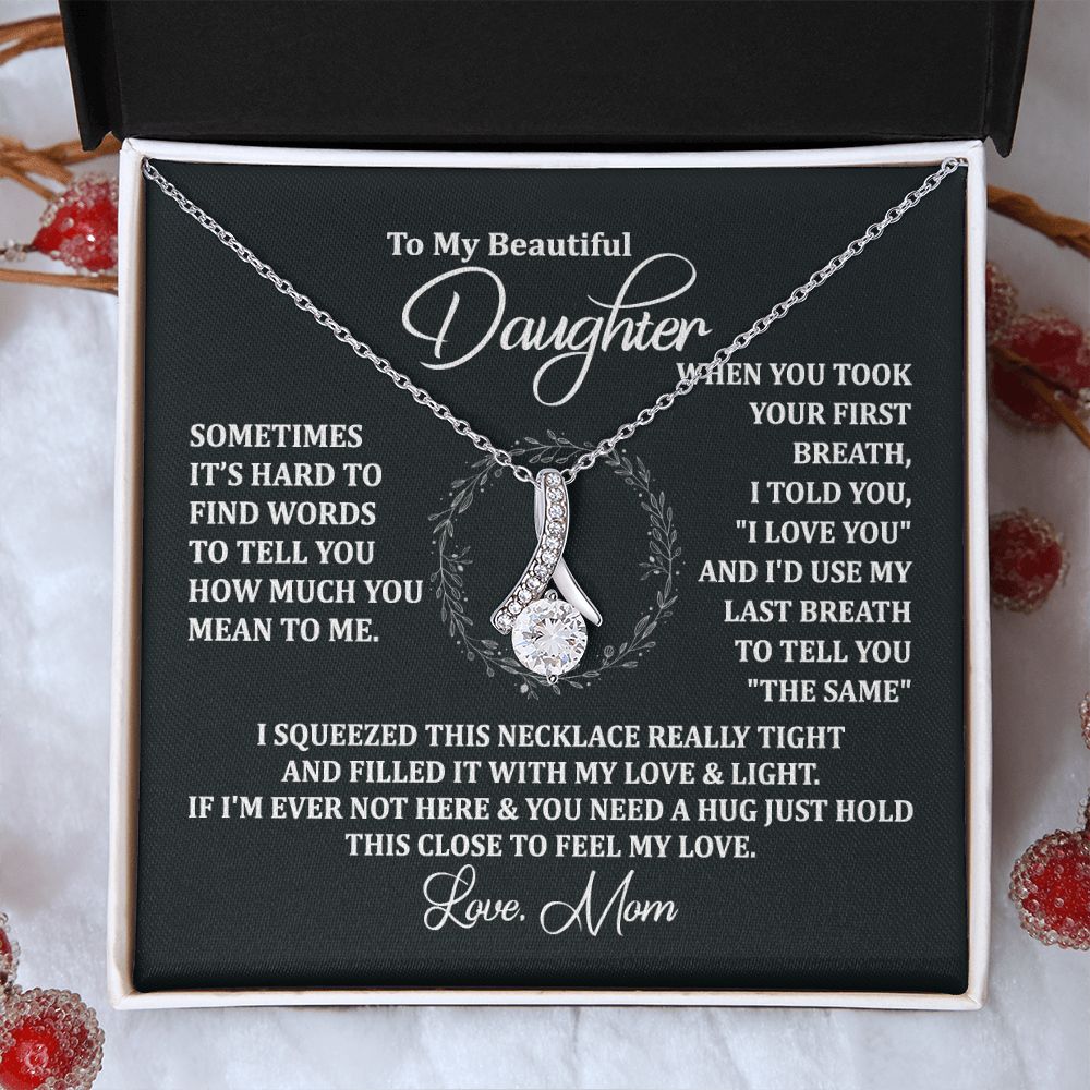 Mother Daughter Gift Ideas, To My Daughter Gift Necklace from Mom, Jewelry Pendant Present for Daughter, Birthday Christmas Gift Graduation Gifts for Daughters, Mother and Daughter Necklace 2135 Alluring Beauty Necklace