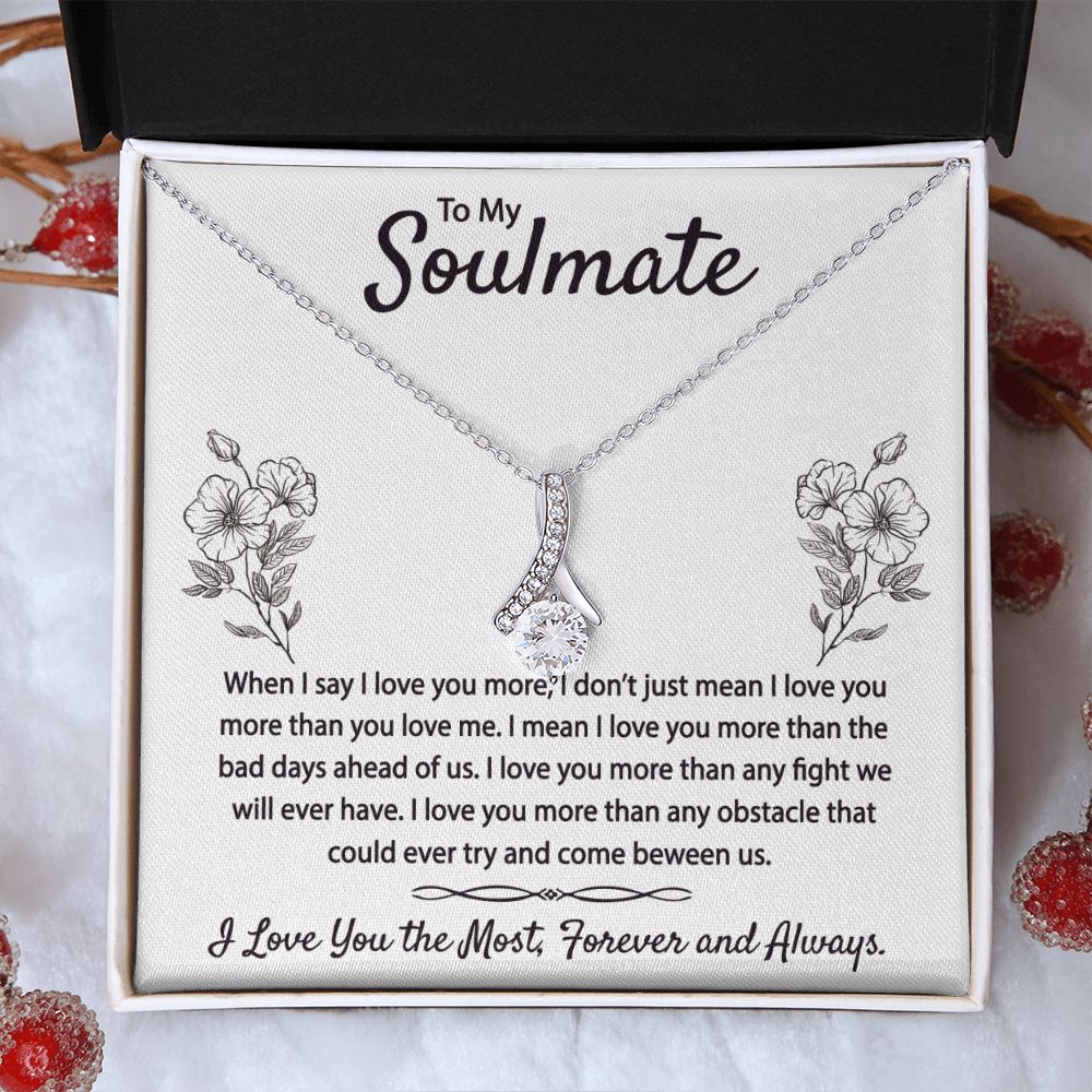 To My Soulmate Necklace for Women Birthday Christmas Jewelry Gifts For My Wife with Message Card Box Personalized Gift Present Pendant for Future Wife Soulmate Girlfriend Love 9 Alluring Beauty Necklace