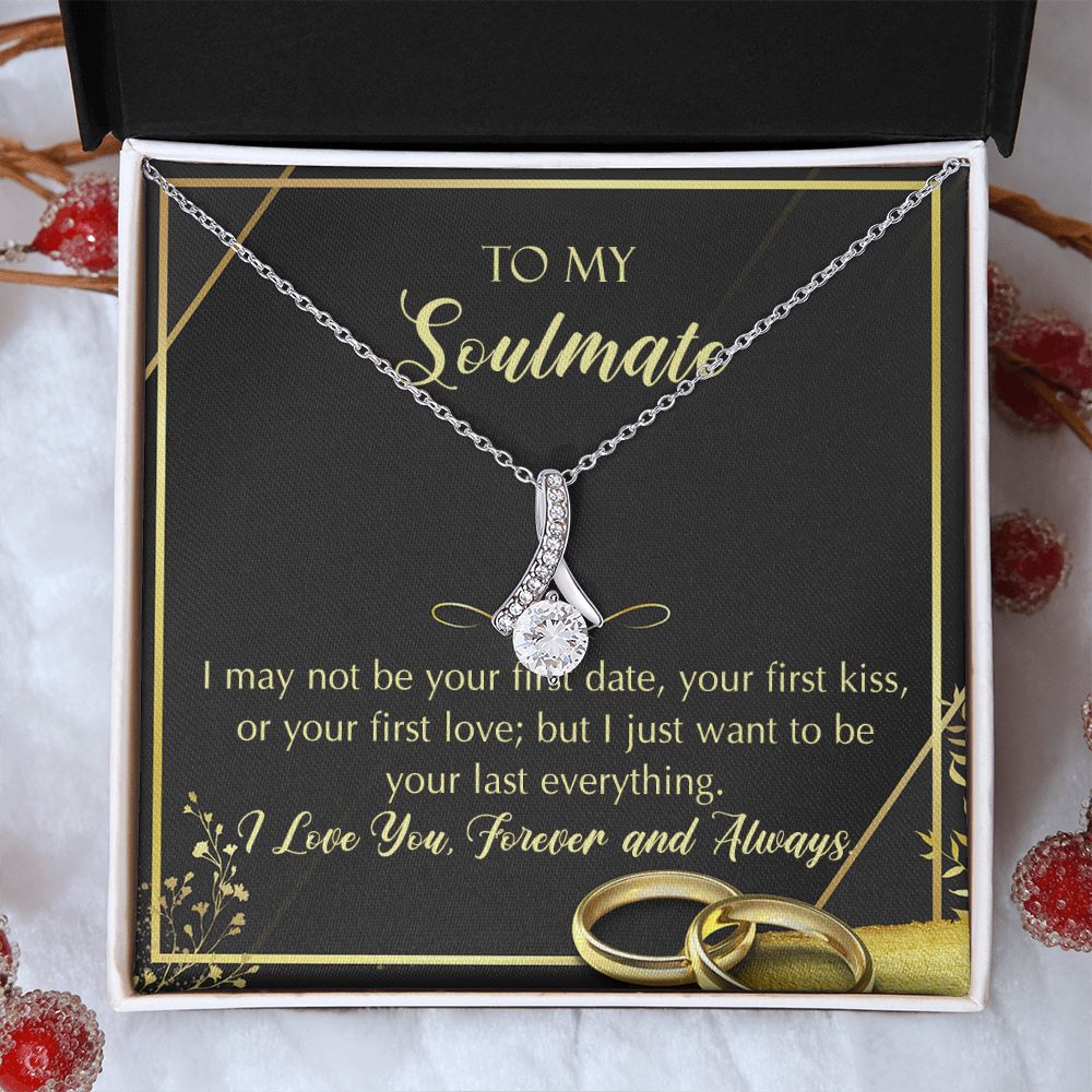 To My Soulmate Necklace for Women Birthday Christmas Jewelry Gifts For My Wife with Message Card Box Personalized Gift Present Pendant for Future Wife Soulmate Girlfriend Love 28 Alluring Beauty Necklace