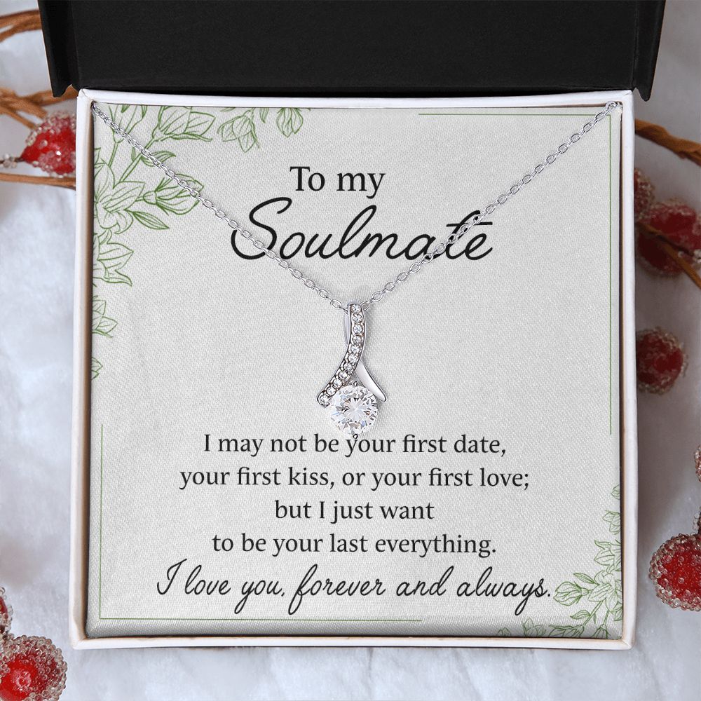 To My Soulmate Necklace for Women Birthday Christmas Jewelry Gifts For My Wife with Message Card Box Personalized Gift Present Pendant for Future Wife Soulmate Girlfriend Love 25 Alluring Beauty Necklace