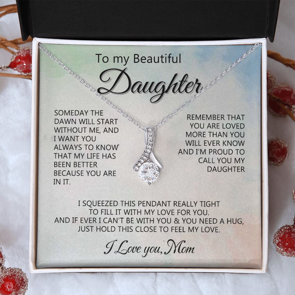 Jewelry Pendant Present for Daughter, To My Daughter Gift Necklace from Mom, Mother Daughter Gift Ideas, Birthday Christmas Gift Graduation Gifts for Daughters, Mother and Daughter Necklace 14 Alluring Beauty Necklace