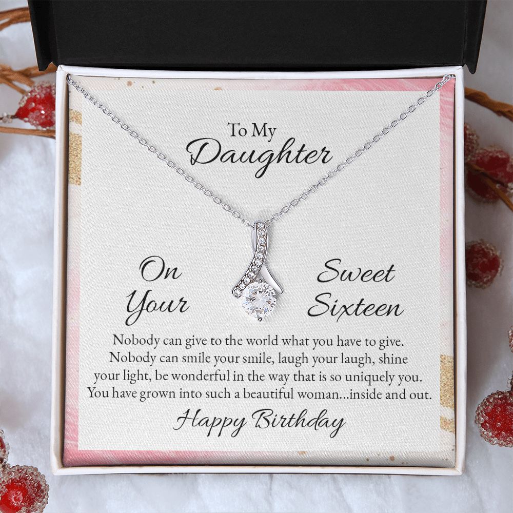 Mother and Daughter Necklace for Girls, To My Daughter Gift Necklace from Mom, Birthday Christmas Gift Graduation Gifts for Daughters, Jewelry Pendant Present for Daughter, Mother Daughter Gift 43 Alluring Beauty Necklace