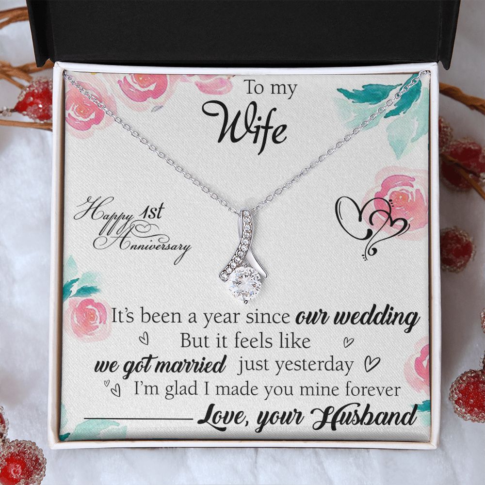 To My Wife Necklace, Wedding Anniversary Jewelry For Women, Necklace For Wife from Husband, Gift For Wife Birthday Gifts From Husband Necklace, Jewelry With Message Card In A Gift Box2 Alluring Beauty Necklace