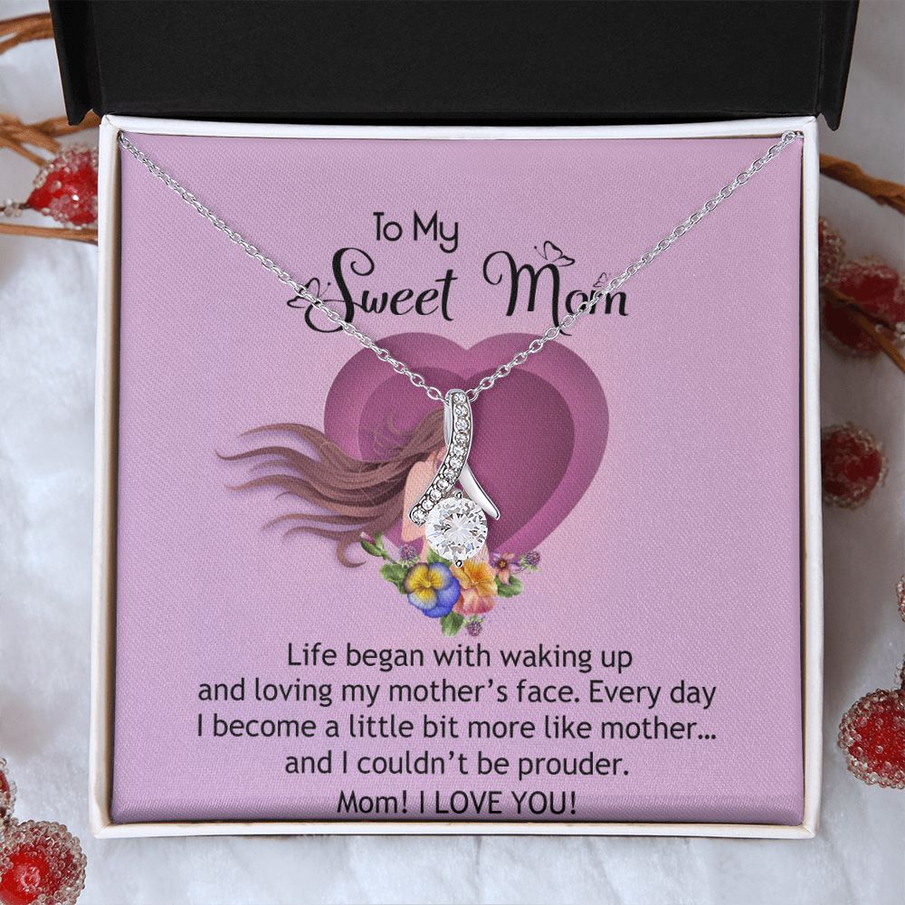 To My Sweet Mom, Sweet Mom Necklace Pendant, Mothers Day Gifts, Gift For Sweet Mom, New Mom Gifts Alluring Beauty Necklace
