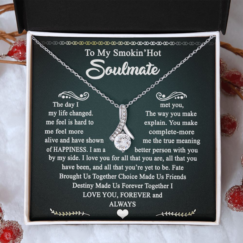 To My Smokin Hot Soulmate Necklace - Wife Gifts From Husband To My Wife Necklace, Gift for Her Romantic, Girlfriend Gifts Necklace for Wife from Men Includes Message Card and Gift Box 3 Alluring Beauty Necklace