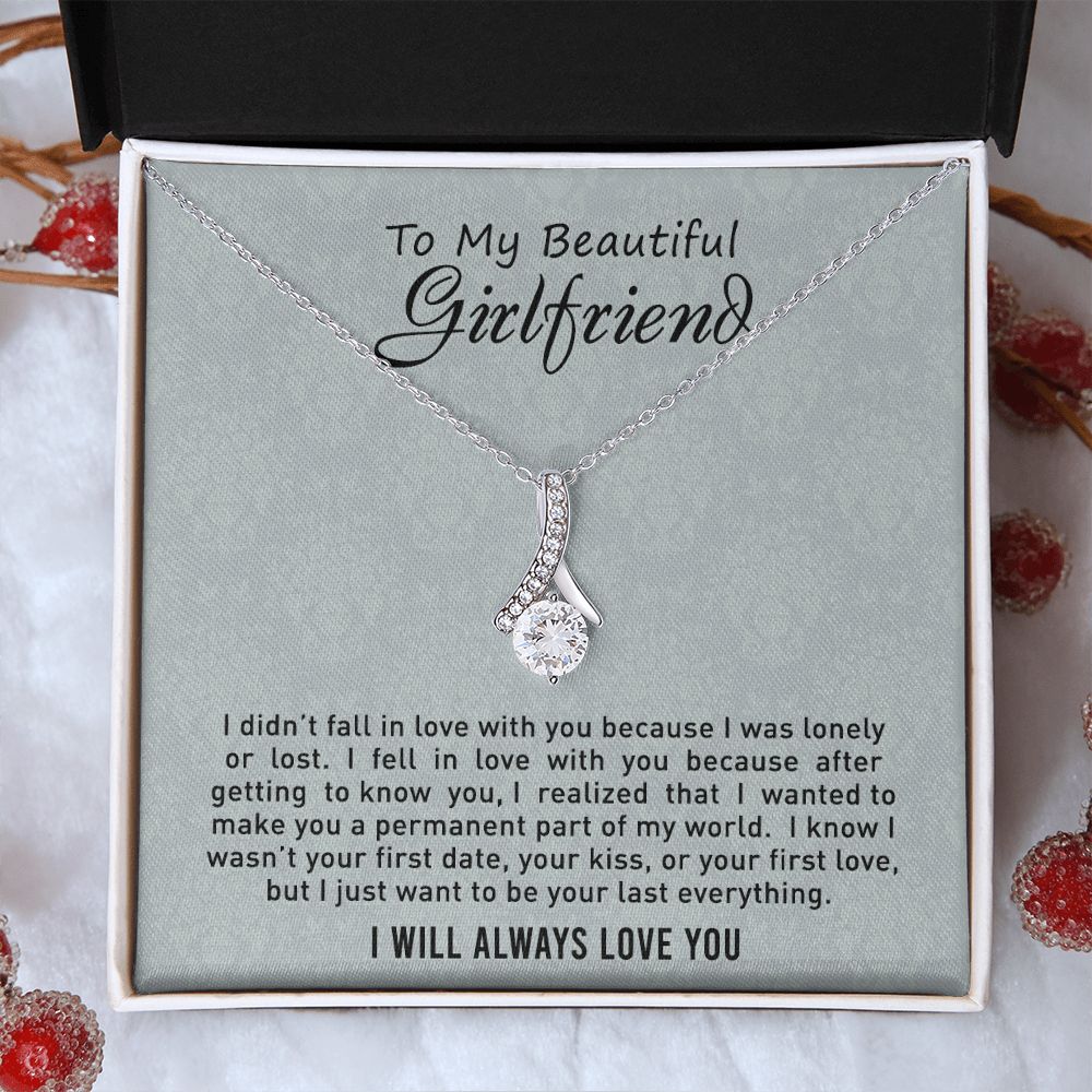 To My Girlfriend Necklace from Boyfriend, Personalized Necklace for Women, Luxury Necklace for Girlfriend, Wedding Anniversary Present For Her, Girlfriend Gift Jewelry Christmas Birthday Gift2 Alluring Beauty Necklace