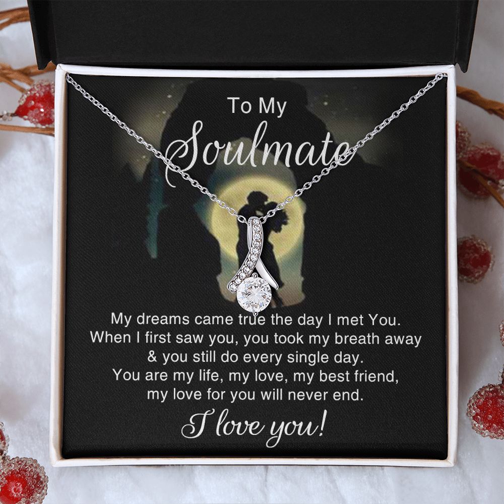 To My Soulmate Necklace for Women Birthday Christmas Jewelry Gifts For My Wife with Message Card Box Personalized Gift Present Pendant for Future Wife Soulmate Girlfriend Love 3 Alluring Beauty Necklace