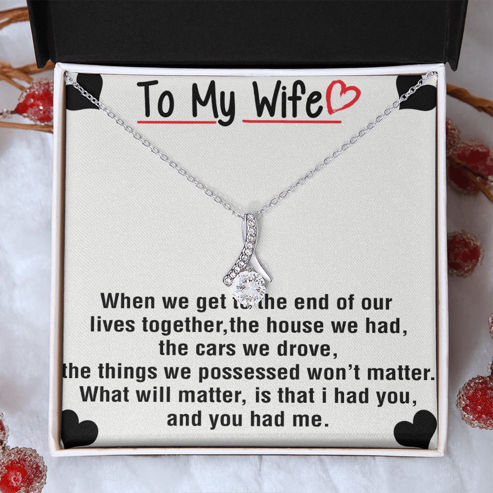 To My Wife Necklace from Husband, Personalized Necklace for Women, Luxury Necklace for Wife from Man Men, Wedding Anniversary Present For Wife, Beautiful Wife Jewelry Christmas Birthday Gift For Wife25 Alluring Beauty Necklace