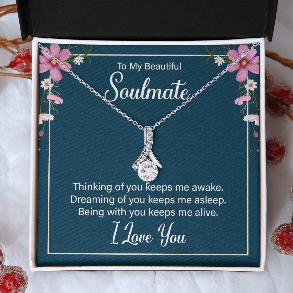 To My Soulmate Necklace for Women Birthday Christmas Jewelry Gifts For My Wife with Message Card Box Personalized Gift Present Pendant for Future Wife Soulmate Girlfriend Love 13 Alluring Beauty Necklace